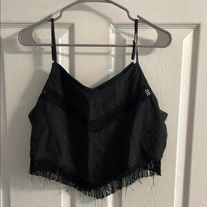 Black Fringe Women's Top